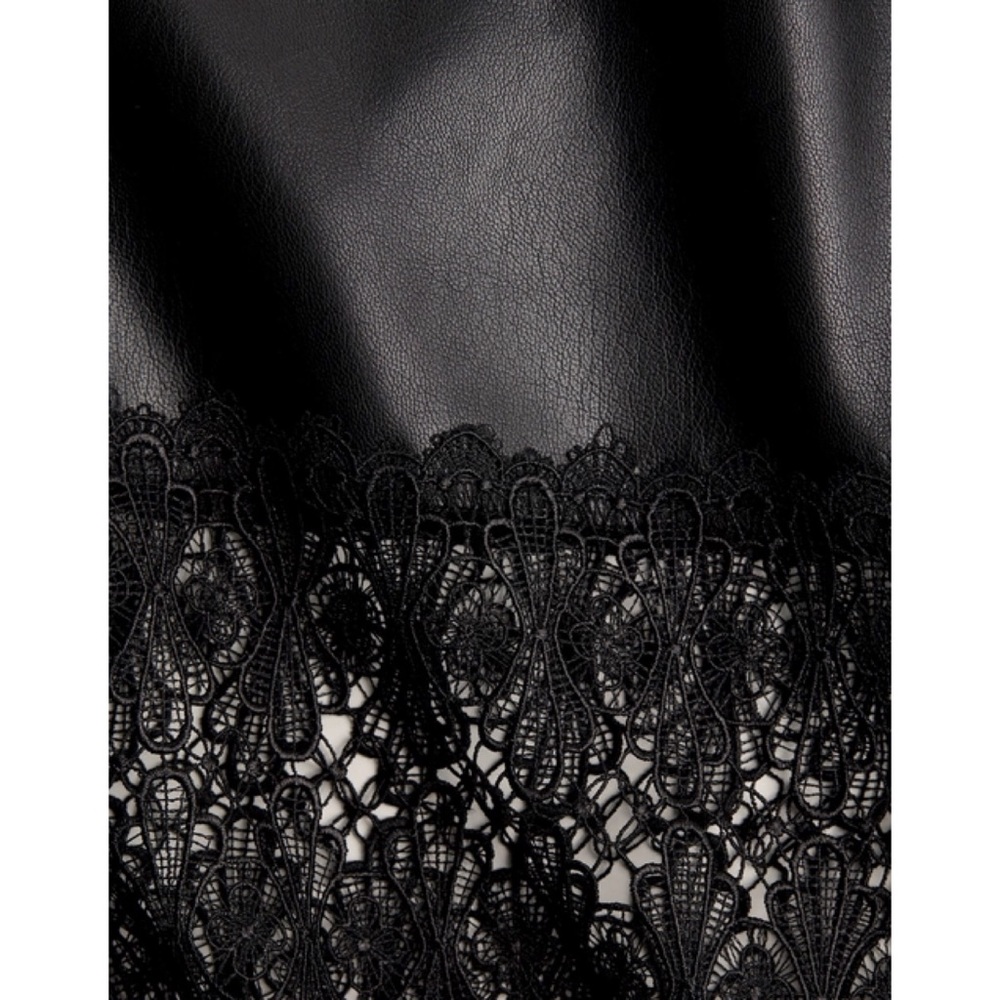 self-portrait Bermuda Faux Leather Lace Trim Shorts - Picture 8 of 10